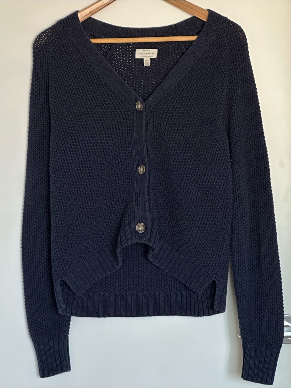 Lucky Brand Dark Navy V-Neck Button Cardigan